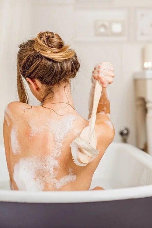 Natural Horsehair Bath Back Scrubber Detachable Long Handle Soft