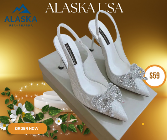 Elegant Crystal Bow High Heel Mules – Pointed Toe 9cm Heels for Women