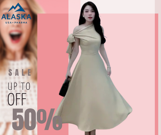 Elegant Women’s Party Dress – Long Sleeve Cotton Blend, Bow Detail, Flared Hem, Slim Fit, Chic & Comfortable