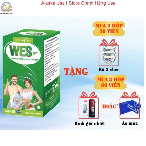 Viên uống WES DAY Healthy USA-Chính Hãng Usa-Hóa Đơn Vat đầy Đủ- Hỗ trợ giảm tích tụ mỡ, giảm béo